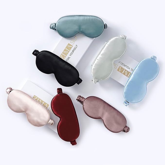 ZIMASILK Adjustable 22 Momme 100% Pure Mulberry Silk Sleep Mask, 3D Contoured Cup Eye Mask for Sleeping, Super Soft Breathable Blindfold, Perfect Blocks Light for Sleeping (Burgundy)