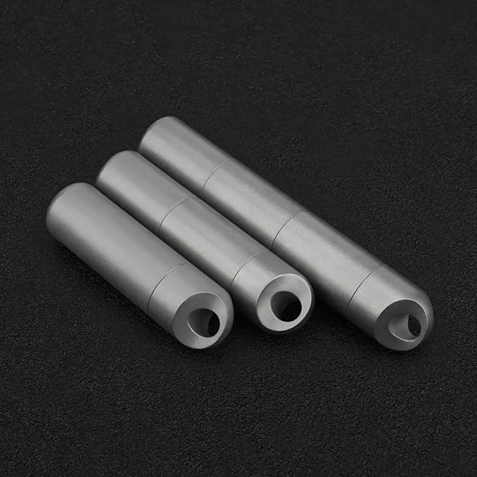 Titanium Pill Holder Keychain for Travel, Waterproof Pill Case Organizer with Silicone Sleeve, Portable Metal Medicine Container Bottle with Detachable Layers for EDC, Men, Women (L 3 Layer)