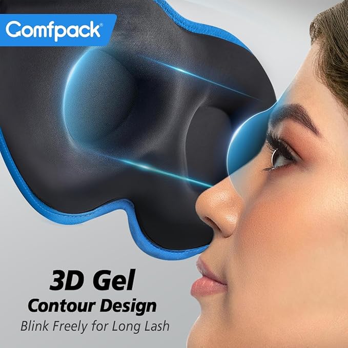 3D Gel Cooling Eye Mask for Women Men, Hot & Cold Therapy for Migraine, Sinus & Puffy Eyes, Complete Blackout Extra-Large Adjustable Strap for Relaxation, Travel, Screen Fatigue, Great Gift