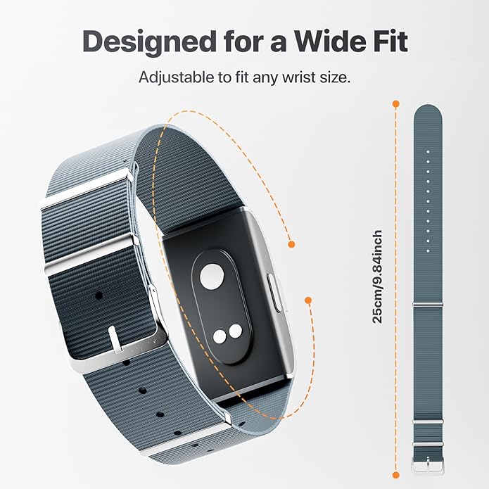 Nylon Replacement Strap Compatible with Hume Band - Breathable & Sweatproof Sport Loop for Hume Health Band - Metal Buckle & Loop Closure for Secure - Adjustable Wristband Strap for Fitness Tracker