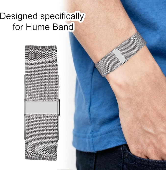 Replacement Nylon Loop for Hume Band, Soft Breathable Woven Wristband with Adjustable Metal Buckle for Hume Health Band Fitness Tracker All-Day Comfort Wear