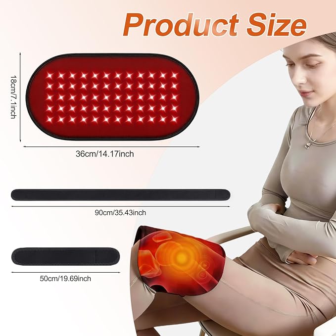 Red Light Therapy Pad for Body, Plug-in Use, 660nm & 850nm Red Light Therapy Wrap with 60 LED Lights, Flexible Portable Light Therapy Pad for Back, Knee, Hands, Post-Workout Relaxation