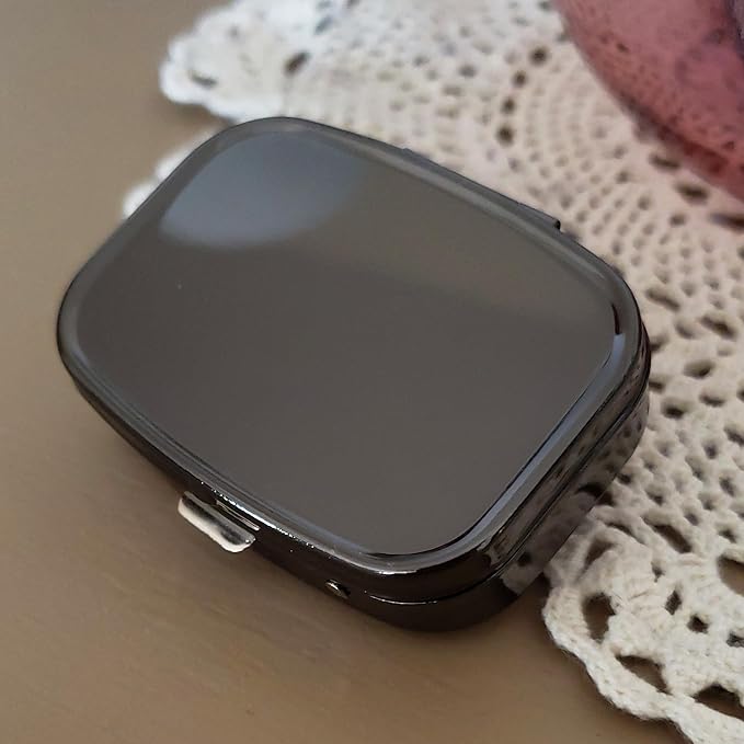 Houder Classy Gray Metal Pill Box Decorative Pill Case with Gift Box - Carry Your Meds in Style (Rectangular)