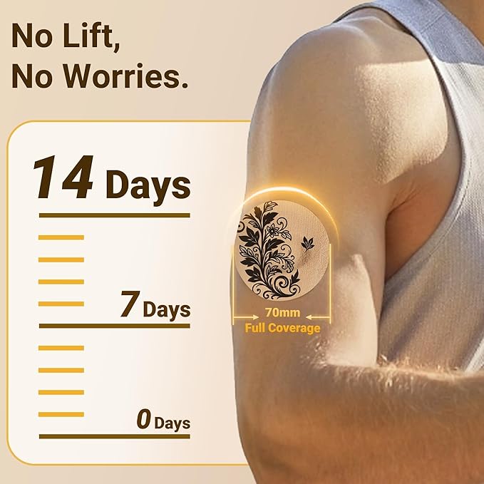Libre 3 & Plus Tattoo Sensor Covers Waterproof, 10 Pack Amolyfe Freestyle Libre 3 Covers, Bump-Proof with Hard Cap, Waterproof Breathable Medical CGM Adhesive Patches, 14-Day CGM Protection (Rose)