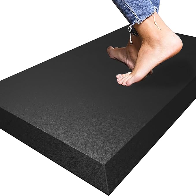 1" Extra Thick Anti Fatigue Floor Mat, 22" L x 17" W Kitchen Mat, Standing Desk Mat – Comfort at Home, Office, Garage (Black)