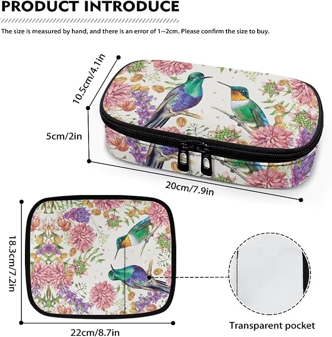 Hummingbird Floral Insulin Cooler Travel Case for Insulin Pen Diabetic Medical Cooler Bag Portable Medication Cooler Bag for Insulin Pens and Blood Glucose Monitor Supplie