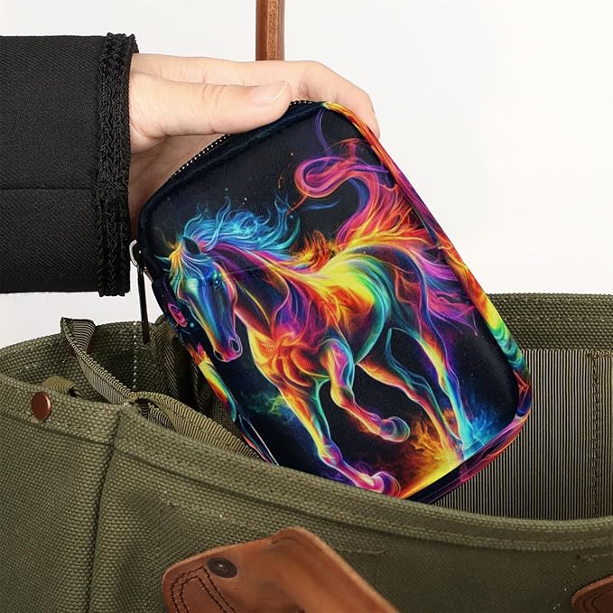 Neon Color Animal Horse Travel Pill Organizer Box Weekly Portable Pill Case Daily Pills 7 Day Small Birth Control Pills Container Removable Compartments for Medicine Vitamins Fish Oil