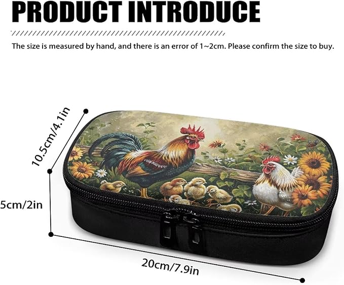 Rooster Chicken Insulin Cooler Bag Water & Scratches Resistant Glucose Meter & Diabetic Supplies Travel Case to Store Insulin Pen, Lancets, Insulin Syringe