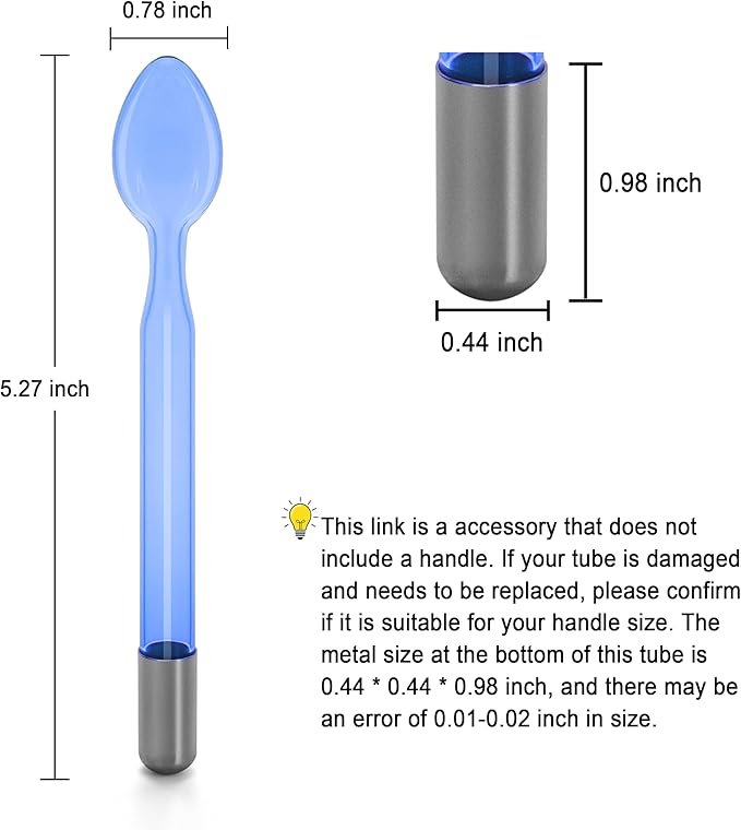 Electrode Wand Glass Tube Handheld Spare Parts for Hi Frequency Instrument Elitzia ETJX006AS (Blue Tongue)