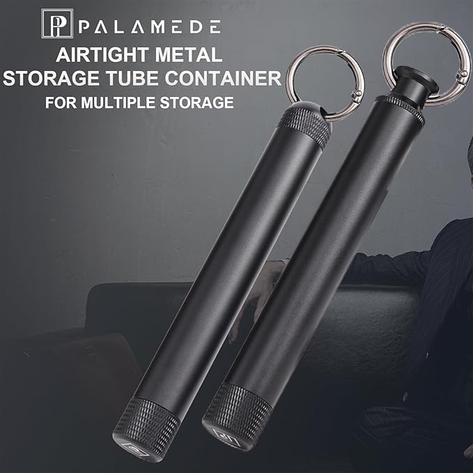 Airtight Container - Metal Storage Bottle Tube Container - Waterproof Holder Case - Keychain Storage Tube -Multipurpose Aluminum Container Outdoor Camping Travel for Men