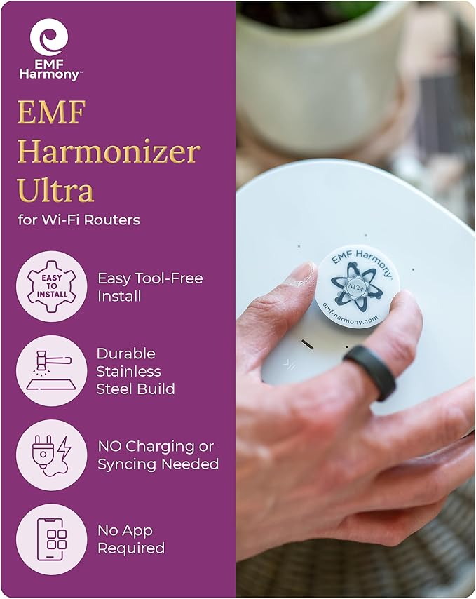 EMF Harmony Harmonizer Ultra Wi-Fi Shield – Stainless Steel Energy Balancing Accessory for Wireless Spaces – Protection Sticker for Routers & Devices, No Setup Needed (1 Pack)