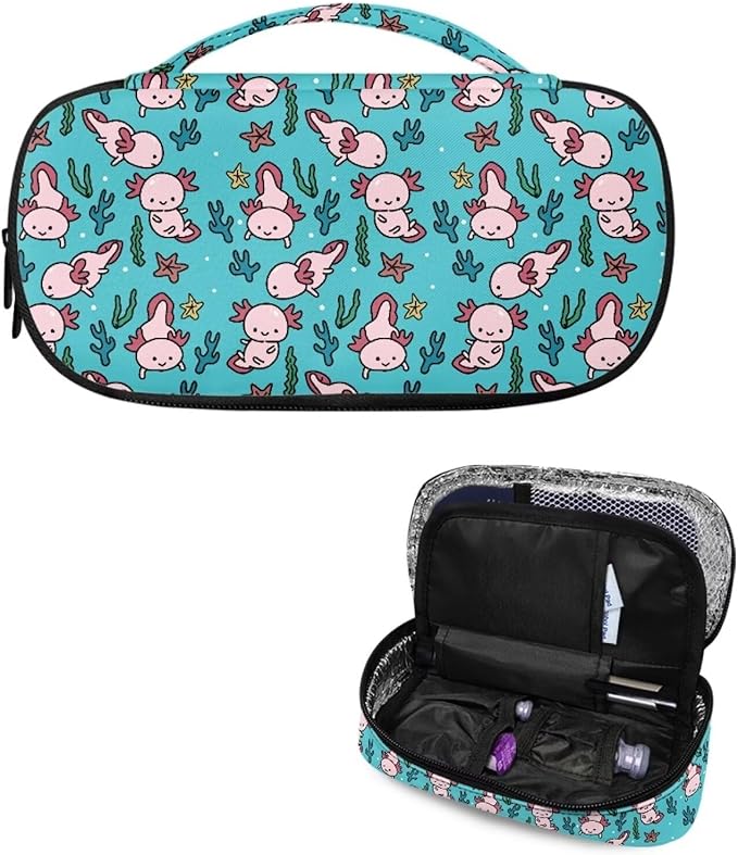 Axolotl Insulin Cooler Travel Case for Insulin Pen Diabetic Medical Cooler Bag Portable Medication Cooler Bag for Insulin Pens and Blood Glucose Monitor Supplie