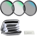 NEEWER 77mm UV/CPL/ND Lens Filter Kit with Hard Shell Storage Case, Multicoated Optical Glass & Aluminum Alloy Frame, UV + Circular Polarizer (CPL) + Neutral Density (ND4) Filter for 77mm Camera Lens