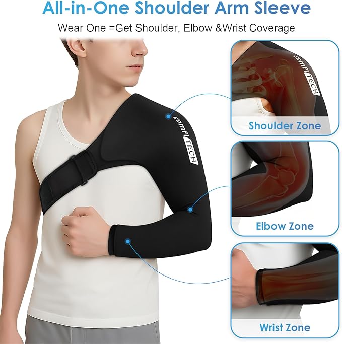 ComfiTECH Youth Shoulder Arm Ice Pack Wrap for Pitchers, Ice Arm Sleeve for Young Volleyball Player, Athletes, Flexible Cold Application for Throwing Recovery, Elbow Joint and Muscle Relaxation, Small