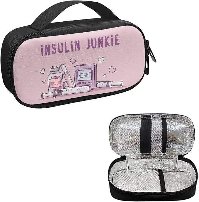Rnyleeg Pink Insulin Bag for Women Portable Diabetic Supplies Storage Bags with Handle Small Size Diabetic Bags for Supplies Medicine Cooler Bag