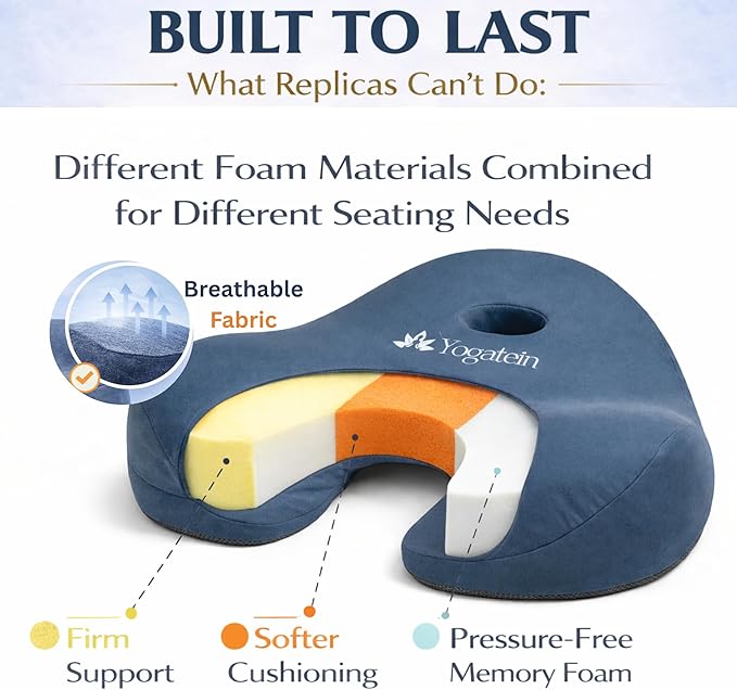 Ergonomic Meditation Cushion with Foot Rest & Carry Strap – Large Floor Cushion for Adults – Meditation Seat & Yoga Cushion for Mindfulness, Sound Healing & Reiki