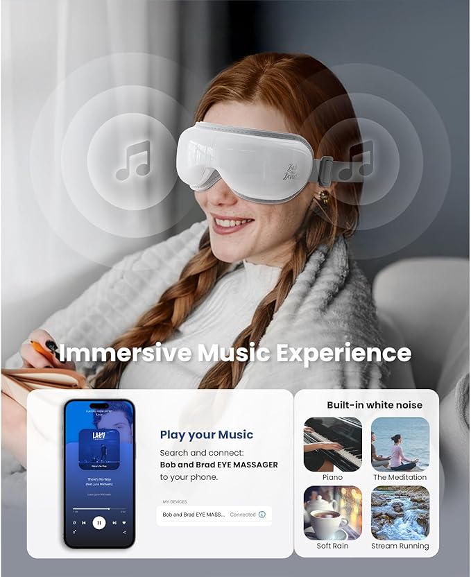 BOB AND BRAD Eye Massager with Heat and Cooling, EyeOasis 3 Eye Massager for Migraine FSA Eligible/HSA Eligible, Heated Headache Massager for Dry Eye Relief, Temple Massagers for Stress Relief
