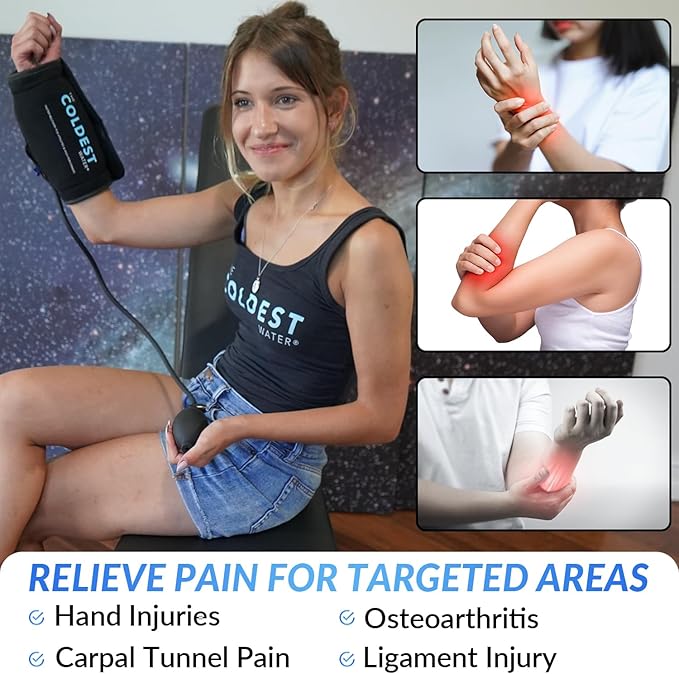 The Coldest Wrist Ice Pack - Ice Pack Wrist Brace w/Cold Therapy Air Compression - 8” X 16” Wrist Compression Sleeve for Wrist Sprain, Rheumatoid Arthritis, Tendinitis, Swelling Injuries, & More