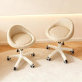 Rolling Stool Chair with Backrest, Round PU Leather Adjustable Height Hydraulic Swivel Rolling Stool for Spa Salon Tattoo Massage Doctor Dental Medical Office Khaki Set of 2