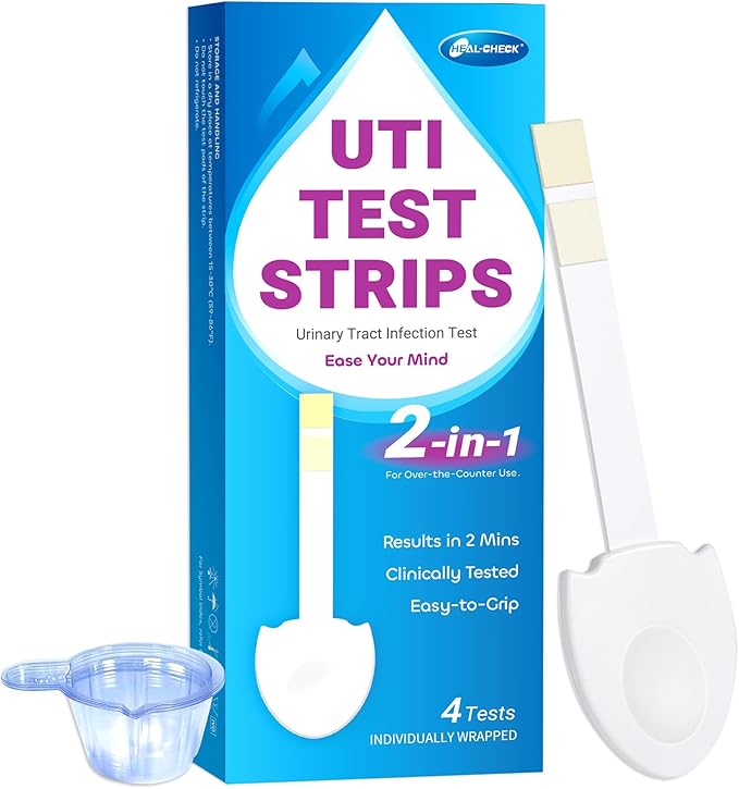 4 Pack UTI Test Strips, Urinary Tract Infection Test Kit for Women Men, Accurate Result in 2 Minutes, Monitor Bladder Health at Home, Clinically Tested, Easy to Grip, Individually Wrapped