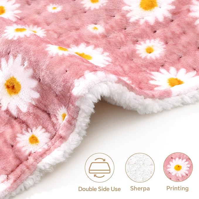 Daisy Heating Pad for Back Period Cramps Neck Shoulder Pain Relief, Portable Electric Heat Pads Pink Stuff Gifts Ideas, Funny Useful Self Care Christmas Birthday Gift for Women Mom Her Wife Girlfriend