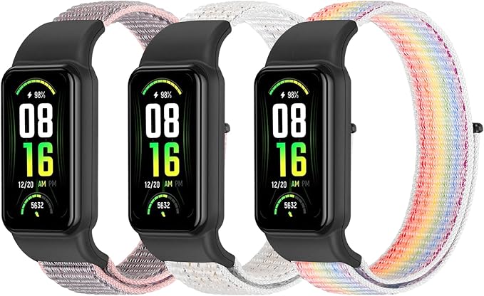 YCHDDER Solo Loop Nylon Bands Compatible with Amazfit Band 7 Straps,Soft Breathable Comfortable Adjustable Colorful Sports Replacement Wristband for Amazfit Band 7 for Men Women