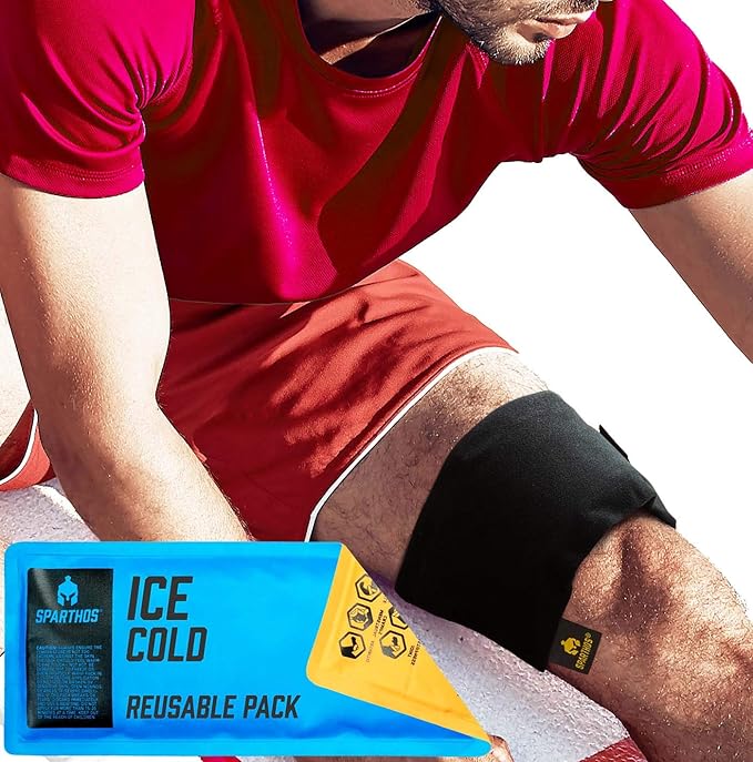 Sparthos Ice Packs for Injuries - Reusable Soft Gel Hot Cold Icepack - Medical First Aid Pain Relief - Wrap Bag Pack - Instant Icing Compress - Fits Around Wrist, Ankle (Small + Cover, Pack of 1)