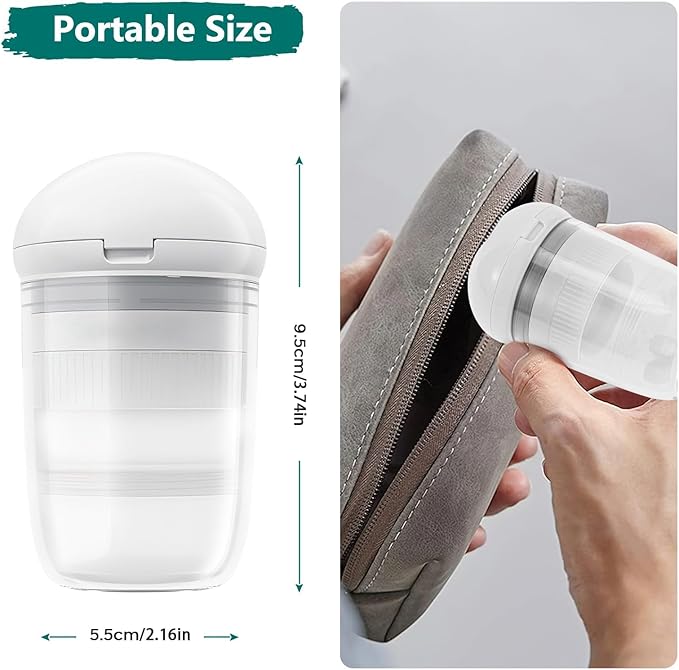 4 in 1 Pill Cutter Splitter, Pill Cutter for Small or Large Pills, Travel Pill Organizer with Crusher Grinder Fine Powder, Stainless Steel Blade, Removable Drinking Cup (White)