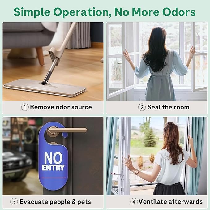 Ozone Generator & Ozone Odor Eliminator 60,000mg/h, Industrial & Home Ozone Machine with Temp/Humidity Display, Removing Odors for Rooms, Smoke, Cars, Pets, Basements, Farms(Green)