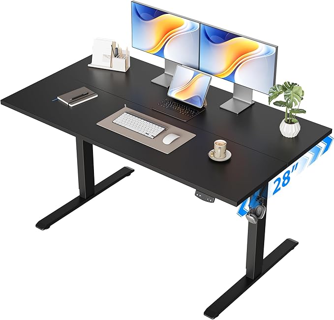 Agilestic Electric Standing Desk, 48 x 28 Inches Height Adjustable Desk, Sit Stand up for Work Office Home, Ergonomic Rising Computer Table with Memory Preset, Black