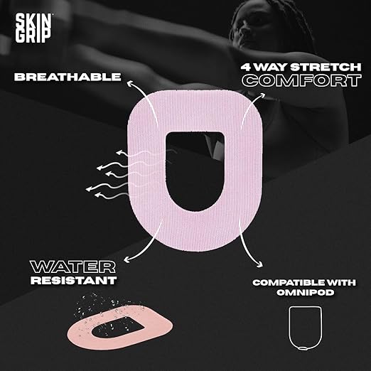 Skin Grip Insulet Omnipod 5 Adhesive Patches Waterproof & Sweatproof (Also Fits Omni pod Dash), Pre-Cut Medical Tape, Ultimate Insulin Pump Protection, Diabetic Sensor Covers, 20-Pack, Pastel