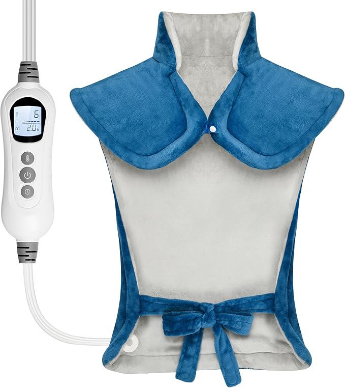 Heating Pad for Neck Shoulder and Back, Valentines Day Gifts for Her Him, Birthday Gift for Women Men Mom, Deeper Pain Relief,Large Weighted Heat Pad, ETL Certified, Blue