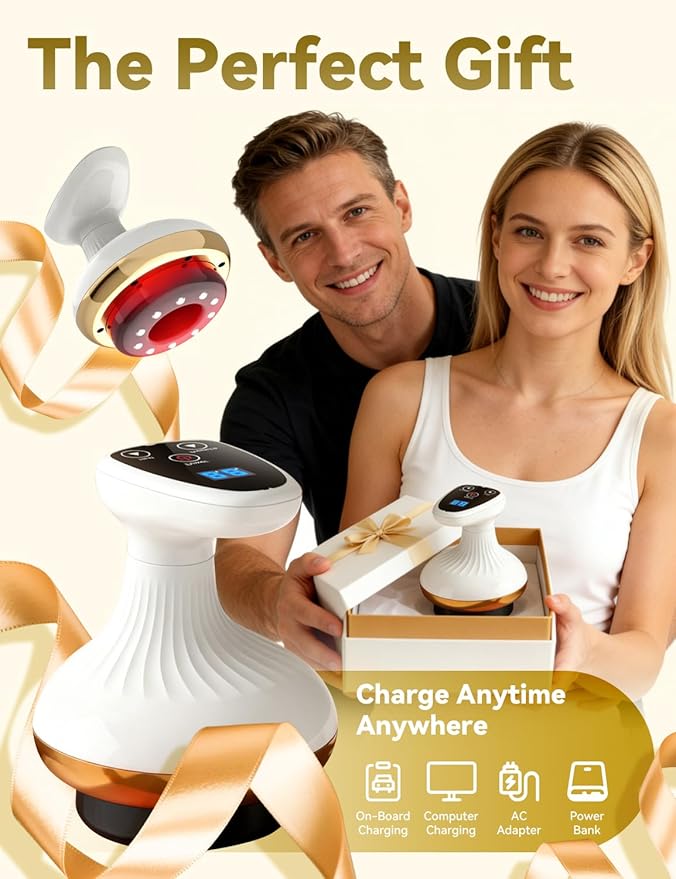 Cellulite Remover, Firmer, More Toned Skin, Deep Massage, Natural Skin Firmness, Deep Massage with Heat, Rechargeable Helps Reduce Stretch Marks & Cellulite for Legs, Arms & Belly (Standard with Oil)
