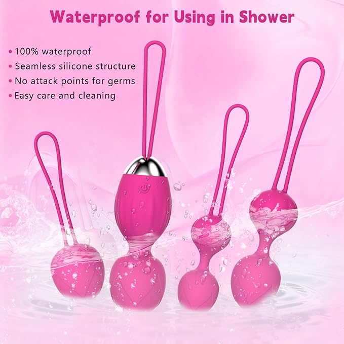 4 Kegel Balls for Women Tightening Exercise Set, Different Kegel Weights for Pelvic Floor Muscle, Pelvic Floor Trainer System for Beginners & Advance (Rose Red)