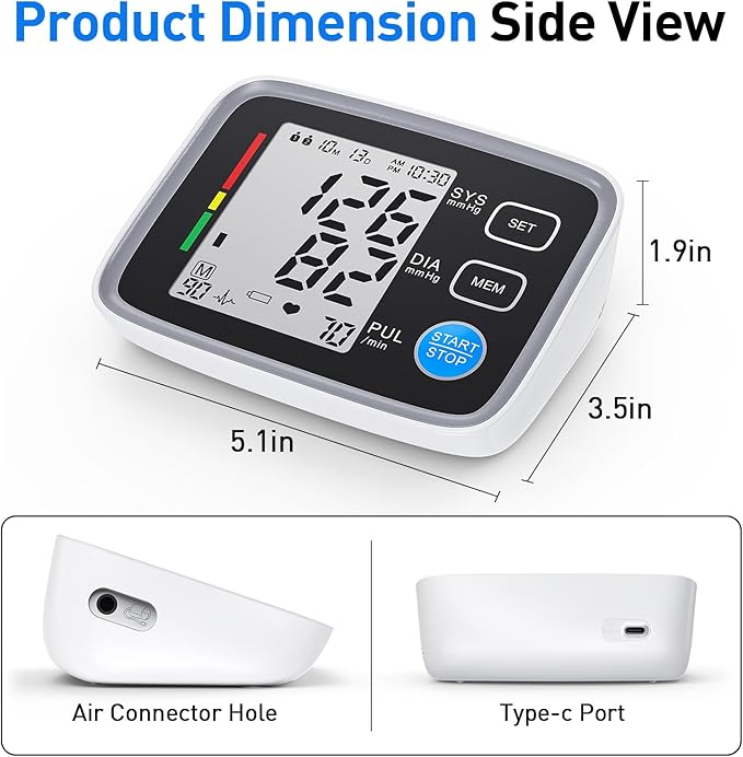 Upper Arm Blood Pressure Monitor for Home Use 2 Cuff Sizes, 9-17'' & 13-21''Extra Large BP Cuff Automatic Digital Blood Pressure Machine 2 Users 180 Memories USB Cable 4 AA Batteries
