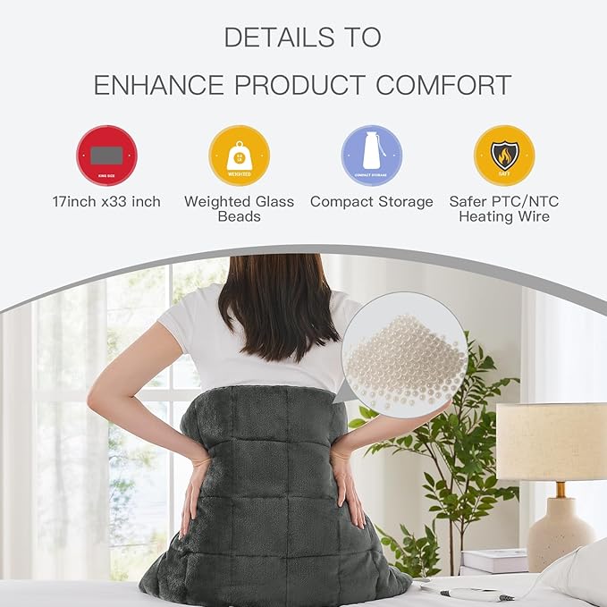 Weighted Heating pad XL 17''x33'' fsa Eligible Items only List Heat pad for Period Cramps Heating Pads Large Heated pad for Back Pain Relief Products Christmas for Mom Dad