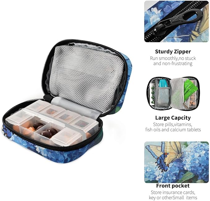 Travel Pill Case Flower Floral Weekly Small Pill Box 7 Day Pill Box Pill Organizer Bag