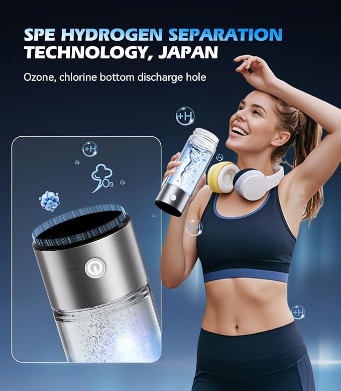 New Upgrade Hydrogen Water Bottle Generator【Industry TOP - 24-Hour Hydrogen Lock】【NO.1 Double Hydrogen Content】| 0 Chlorine & 0 Ozone | 100% Leak-Proof Seal, Sports Hydrogen Water Bottle