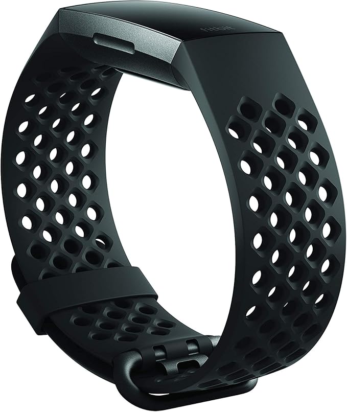 Fitbit Charge 3 Accessory Band, Official Fitbit Product, Sport, Black, Small