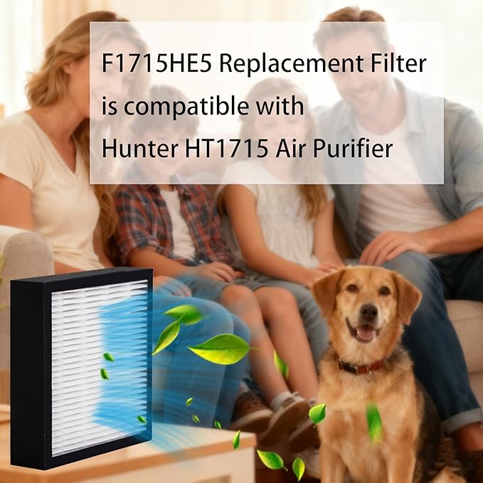 F1715HE5 HEPA Filter for Hunter HT1715 Air Purifier | 2-Pack HEPA – Capable of Capturing Dust, Pet Dander & smell