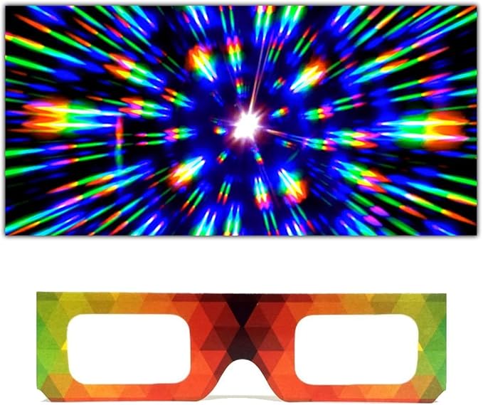 GloFX Paper Cardboard Diffraction Glasses – Geometric Rainbow (10 Pack)