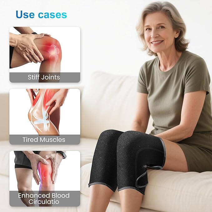 COMFIER Heated Knee Massager with Heat & Vibration, Graphene Knee Heating Pad Wrap, Adjustable Wearable Knee Brace,Electric Knee Warmer for Men Women Seniors