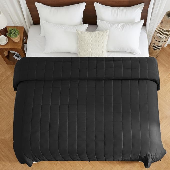 King Size Weighted Blanket for Adults (25 lbs, 80” x 87”, Black) Cooling Heavy Blanket for Sleeping Perfect for 240-260 lbs, Breathable Blanket for Adults & Couple All Season, Machine Washable