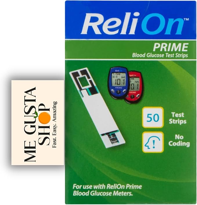 ReliOn Prime Blood Glucose Test Strips, 50 Count + me Gusta Sticker