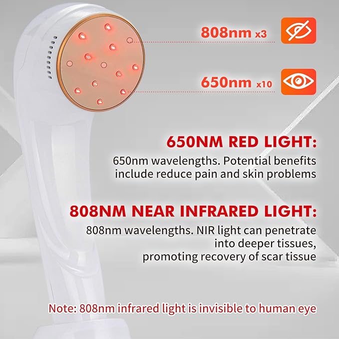 Red Light Therapy Device, Cold Light Therapy Device with LED Display for Muscle Pain Relief, Portable Handheld Infrared Light Therapy for Human/Pets (4 Levels+3 Timer Settings)