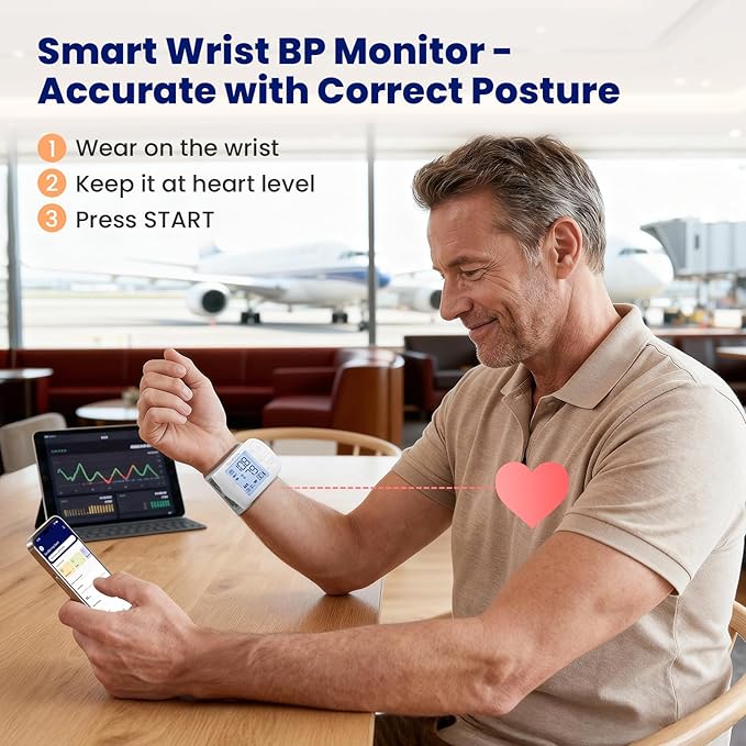 Wrist Blood Pressure Monitor, Bluetooth Automatic Blood Pressure Cuff for Home Use, Talking Digital Machine with Smart App Sync, 3-User Mode 398 Memory, (5.3"-8.5" in Cuff)