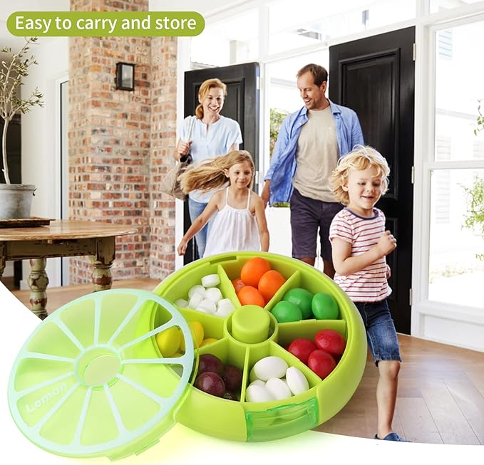 Creative Portable Mini 7 Day Weekly Circular Shape Rotary Cute Fruit Style Pill Storage Case Box (Lemon)