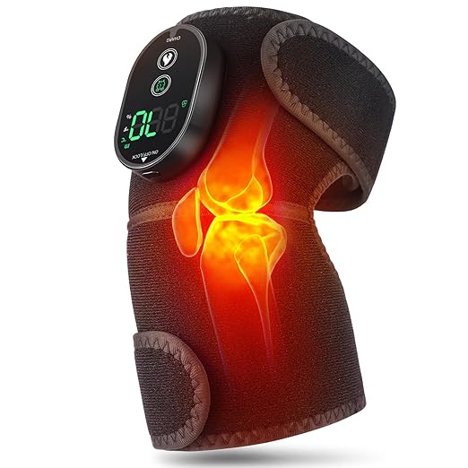 Cordless Heated Knee Brace, Knee Heating Pad for Pain Relief, Heating Pad for Knee Pain Relief, Knee Brace for Knee Pain, 3000mAh Battery Operated Knee Wrap, 6 Heat Levels, 4 Timers, Black