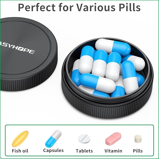 Small Pill Box & Earplug Case, (2 Pack) Metal Aluminum Alloy Waterproof Mini Travel Medicine Organizer - Portable Container, Hold Jewelry Vitamins, Fish Oil - Compatible with, Loop, Vibes, Eargasm