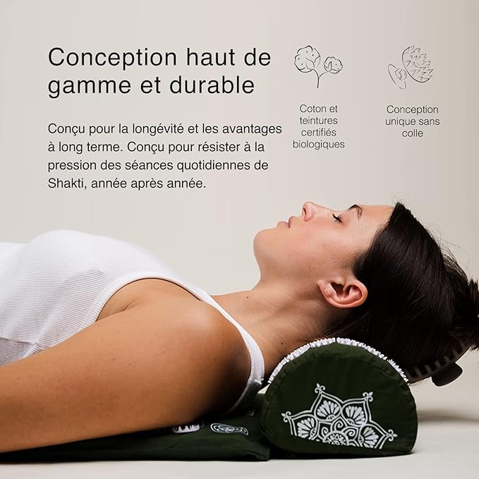 ShaktiMat Classic Acupressure Neck Pillow, Original Intensity in Green, Sustainable & Durable, Relieves Stress & Tension, Promotes Relaxation & Focus